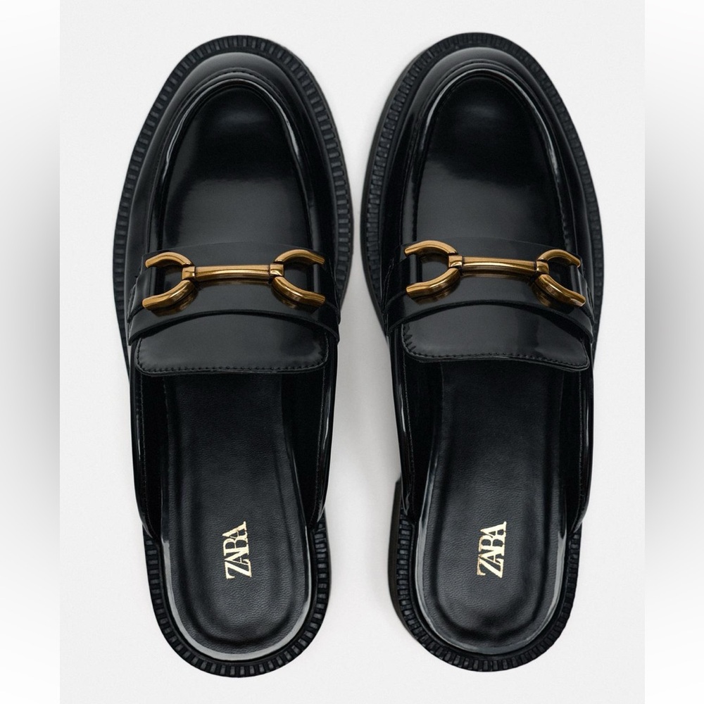 ZARA metal bit open back loafers